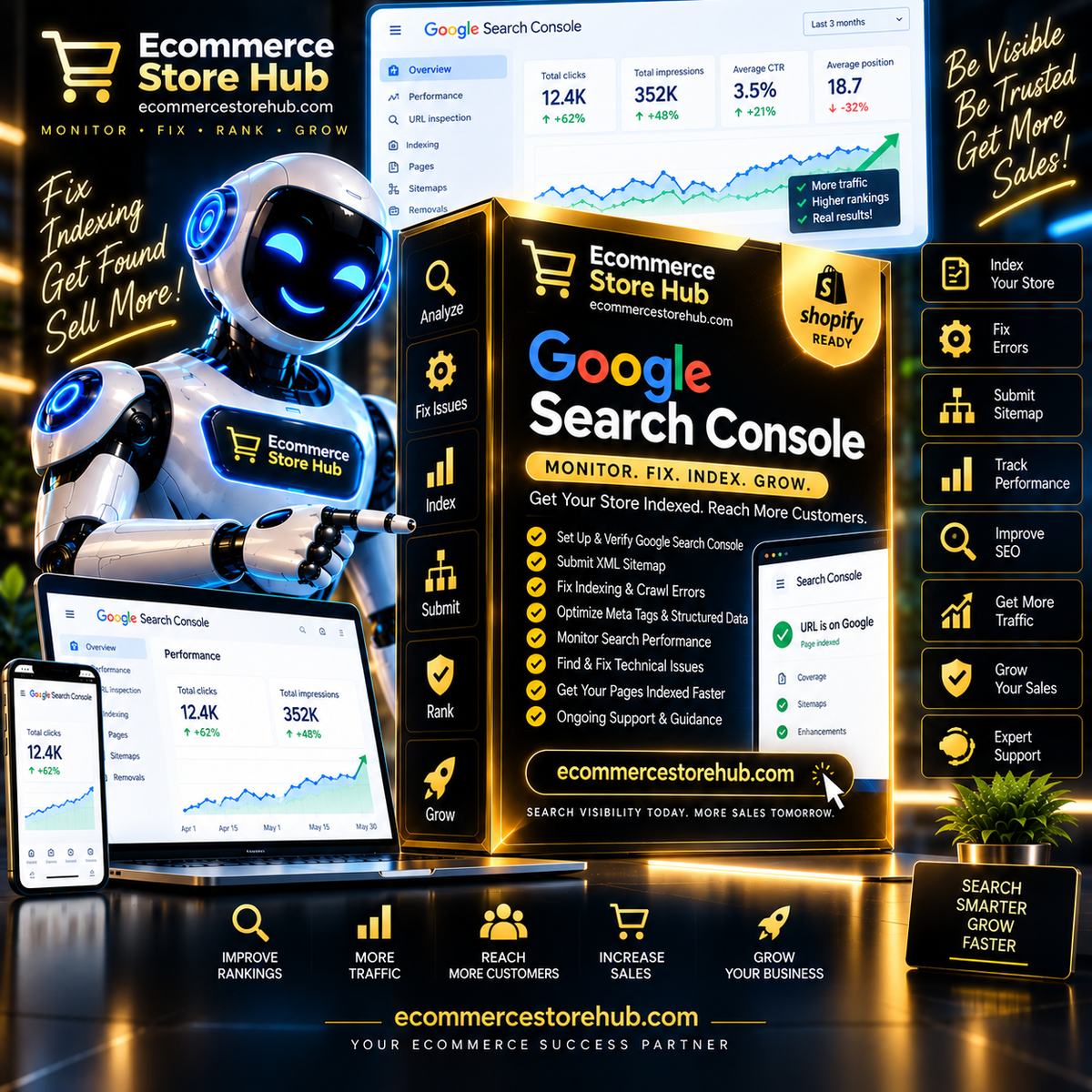 Google Search Console – Monitor. Fix. Index. Grow. by Ecommerce Store Hub